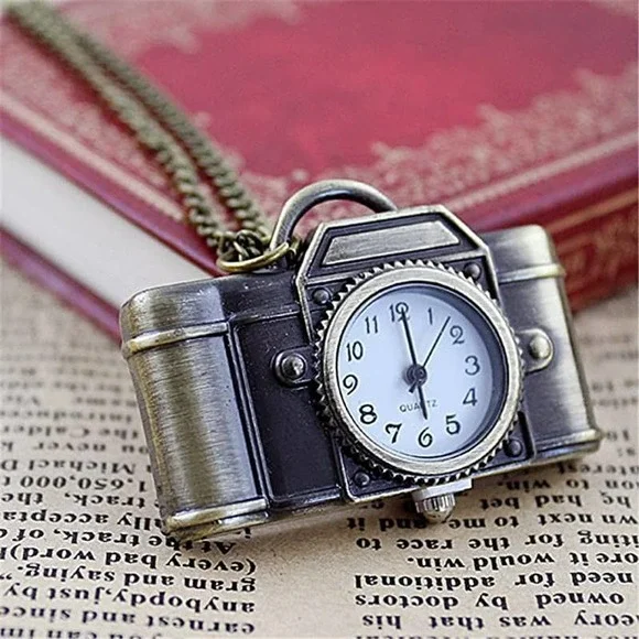 Camera Watch Necklace NEW Pocket Watch Vintage Photographer Gift - Picture 3 of 5